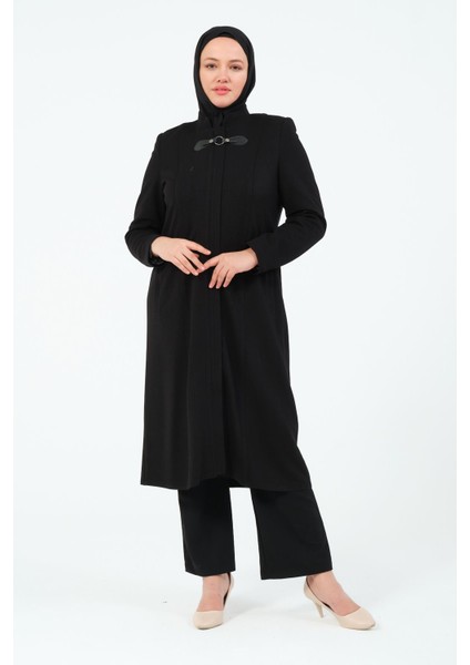 Aykal Büyük Beden Kadın Tesettür Hakim Yaka Içi Astarlı Örme Kumaş Mevsimlik Kap