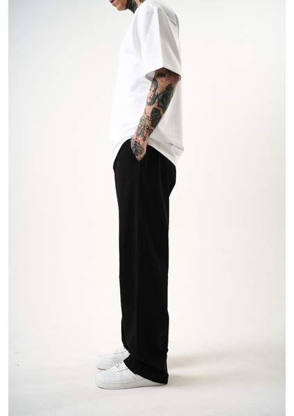 Erkek Müslin Kumaş Baggy Pantolon Siyah modelleri