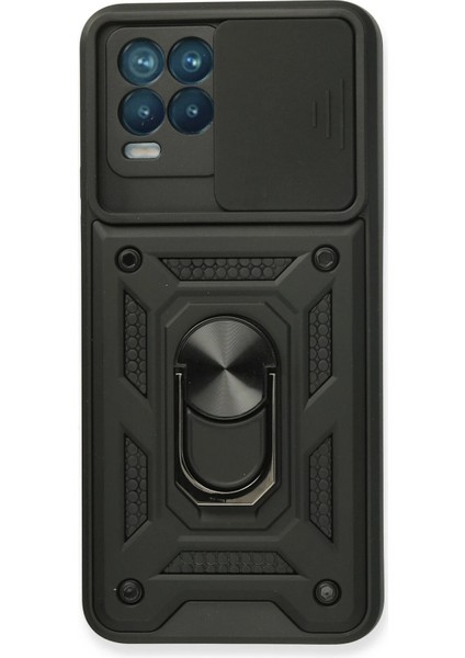 Realme 8 Kılıf Pars Lens Yüzüklü Silikon - Siyah Drstr