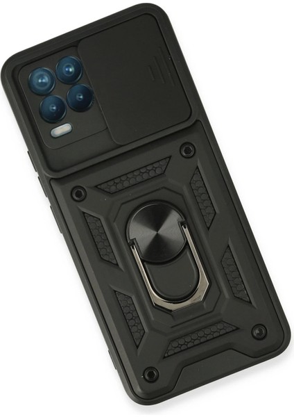 Realme 8 Kılıf Pars Lens Yüzüklü Silikon - Siyah Drstr