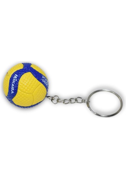 Voleybol Salon Topu Anahtarlık ve Çanta Süsü Sarı Lacivert Dokulu