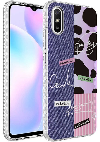 Xiaomi Redmi 9A Kılıf Airbag Kenarlı Renkli Desenli Silikon Mkst Elegans Kapak-No8
