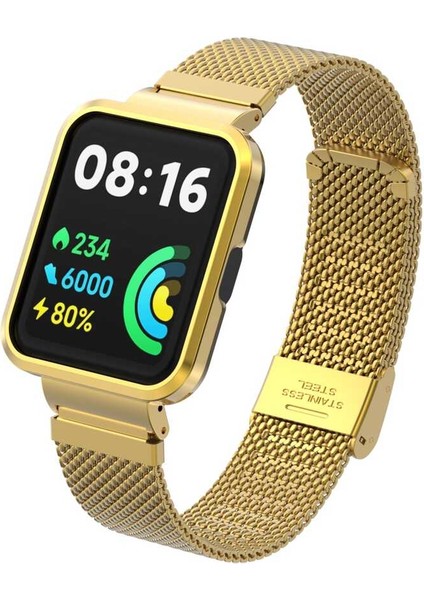 Xiaomi Redmi Watch 2 Lite Uyumlu Krd-66 Metal Kordon Mkst - Gold