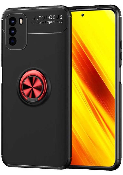 Xiaomi Poco M3 Kılıf Mkst Ravel Silikon Kapak-Siyah-Kırmızı
