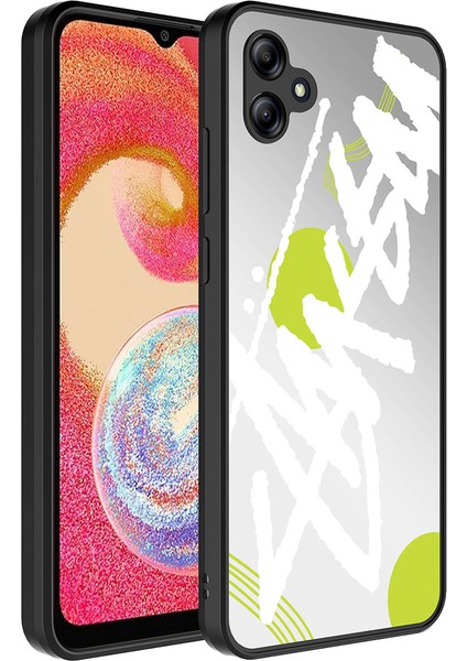 Galaxy A04E Kılıf Aynalı Desenli Kamera Korumalı Parlak Mkst Mirror Kapak-Yazı