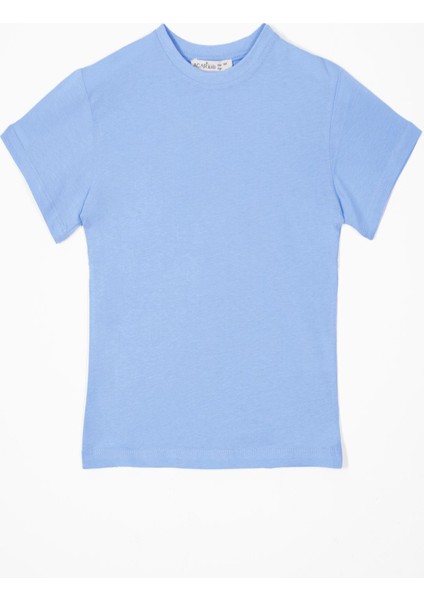 Bisiklet Yaka Açık Mavi Erkek Çocuk Tshirt
