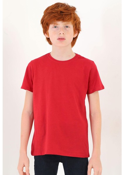 Bisiklet Yaka Kırmızı Renk Erkek Çocuk Tshirt fiyatları