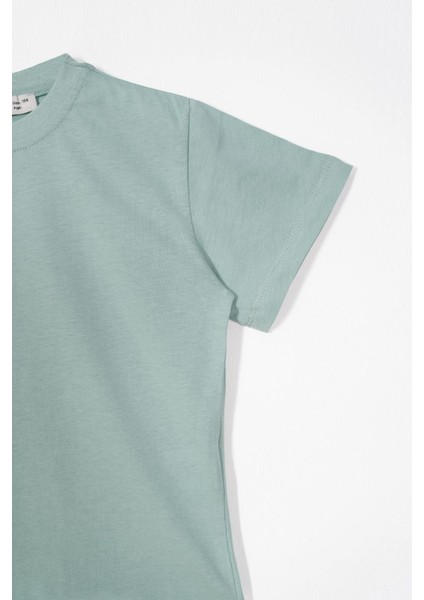 Bisiklet Yaka Çağla Yeşili Renk Erkek Çocuk Tshirt fırsatları