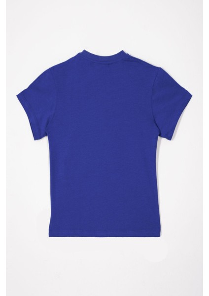 Bisiklet Yaka Saks Renk Erkek Çocuk Tshirt indirimleri