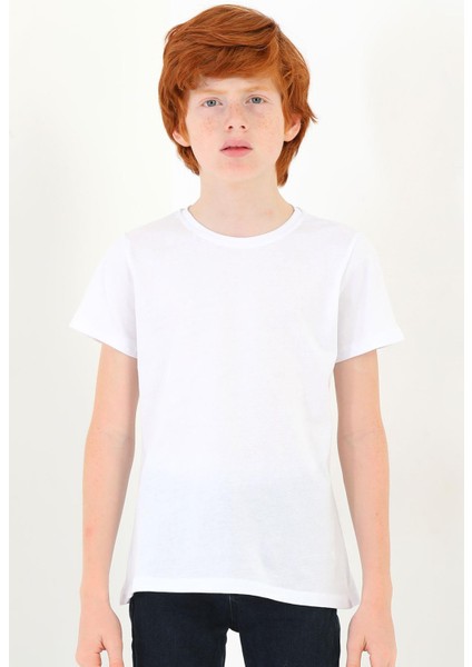 Bisiklet Yaka Ekru Renk Erkek Çocuk Tshirt modelleri