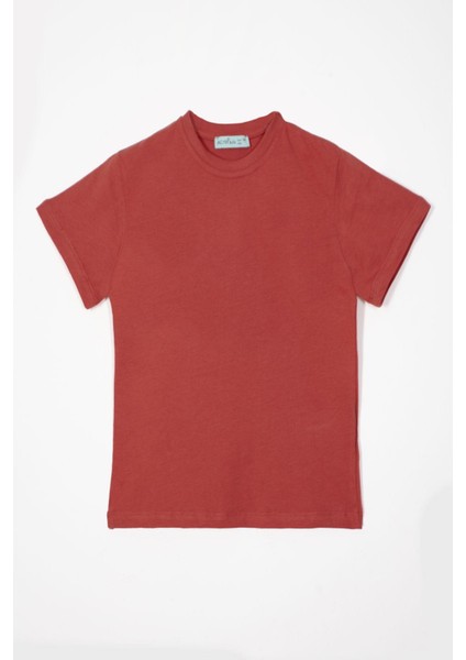 Bisiklet Yaka Kiremit Renk Erkek Çocuk Tshirt