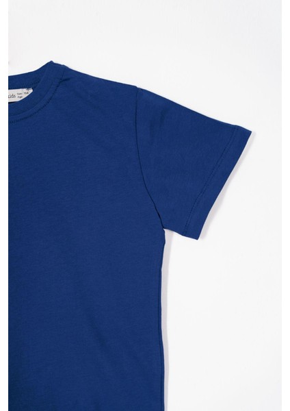 Bisiklet Yaka Lacivert Renk Erkek Çocuk Tshirt modelleri
