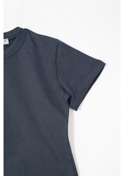 Bisiklet Yaka Füme Renk Erkek Çocuk Tshirt modelleri