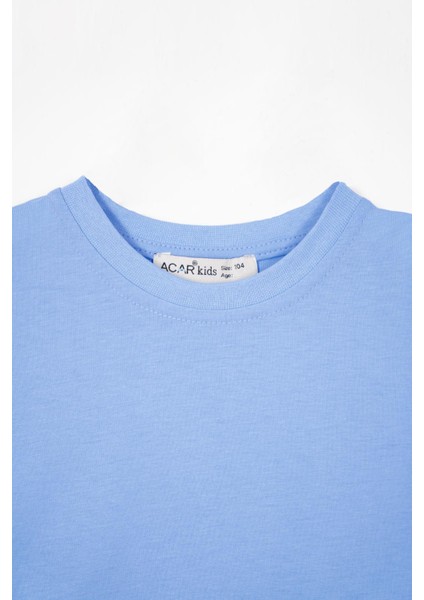Bisiklet Yaka Açık Mavi Erkek Çocuk Tshirt indirimleri