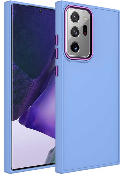 Galaxy Note 20 Ultra Kılıf Metal Çerçeve ve Buton Tasarımlı Silikon Mkst Luna Kapak-Lila