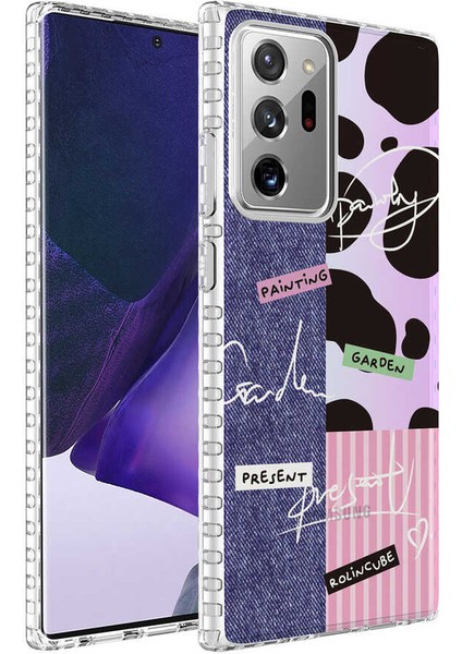 Galaxy Note 20 Ultra Kılıf Airbag Kenarlı Renkli Desenli Silikon Mkst Elegans Kapak-No8