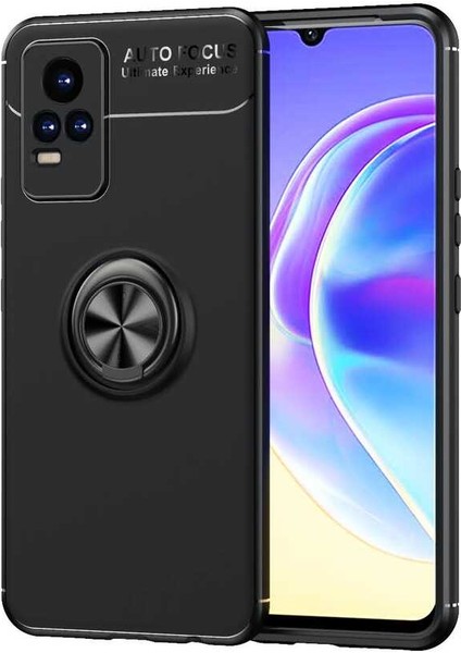 Vivo V21E Kılıf Mkst Ravel Silikon Kapak-Siyah