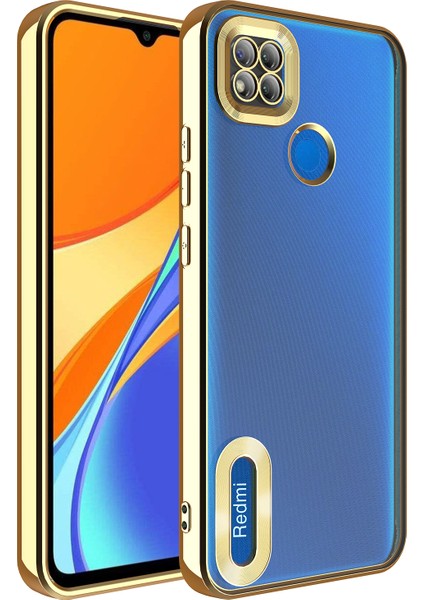 Xiaomi Redmi 9c Kılıf Kamera Korumalı Logo Gösteren Mkst Omega Kapak-Gold