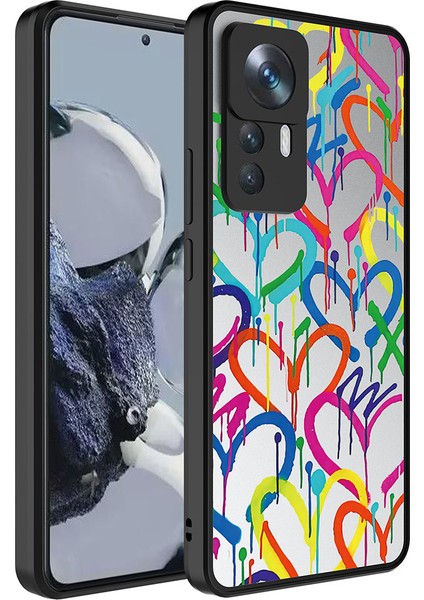 Xiaomi Mi 12T Kılıf Aynalı Desenli Kamera Korumalı Parlak Mkst Mirror Kapak-Kalp
