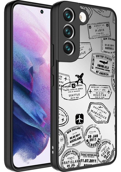 Galaxy S21 Fe Kılıf Aynalı Desenli Kamera Korumalı Parlak Mkst Mirror Kapak-Seyahat