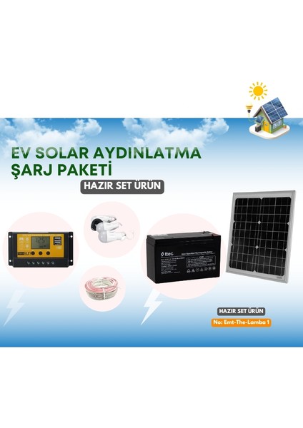 Solar Güneş Enerjili Lamba ve Şarj Seti