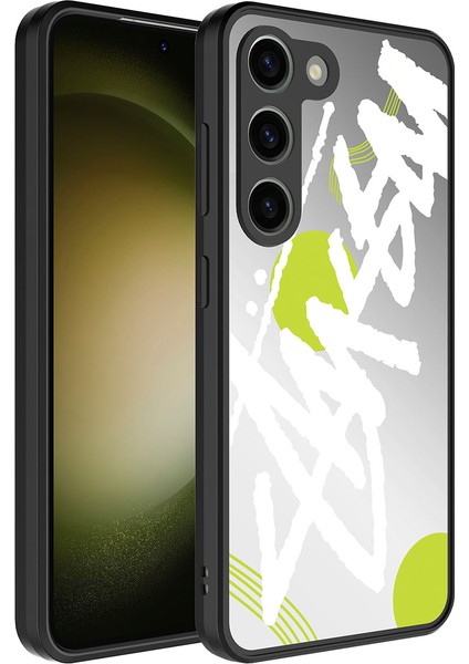 Galaxy S23 Plus Kılıf Aynalı Desenli Kamera Korumalı Parlak Mkst Mirror Kapak-Yazı