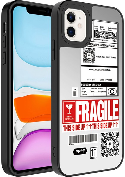 Apple iPhone 12 Kılıf Aynalı Desenli Kamera Korumalı Parlak Mkst Mirror Kapak-Fragile