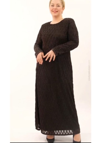 Mahide Kadın Astarlı Lüx Simli Tül Kumaş Büyük Beden Anne Abiye Elbise modelleri