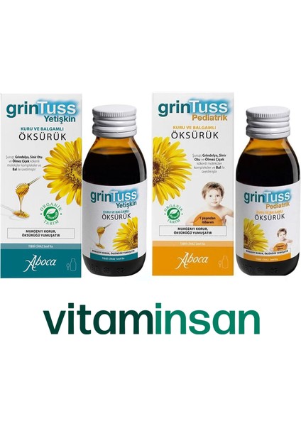 Aile Paketi Grintuss Yetişkin Şurup 128 Gr-Grintuss Pediatrik Şurup 128 gr