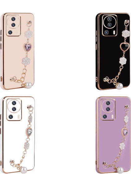 Xiaomi Mi 13 Lite Kılıf El Tutamaçlı Kamera Korumalı Mkst Taka Silikon Kapak-Pembe fiyatları