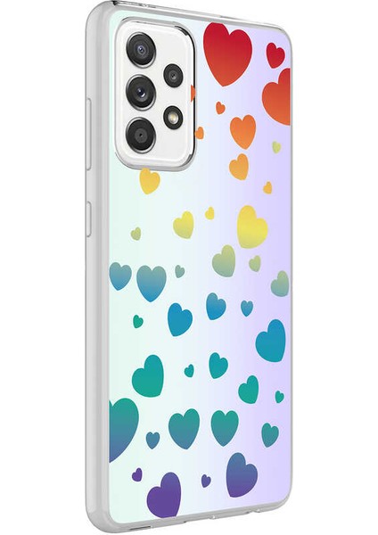 Galaxy A72 Kılıf Mkst M-Blue Desenli Kapak-Heart No3