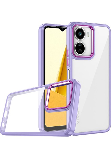 Vivo Y16 Kılıf Mkst Flora Kapak-Lila