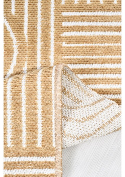 Revna Sarı Bej (Kum Beji) Yıkanabilir Halı – Kaydırmaz Taban, Pamuk Dokuma, Salon Mutfak Koridor Için Uygun