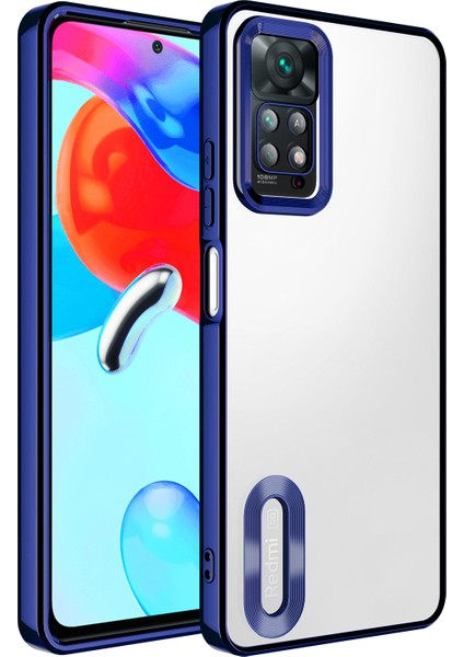 Xiaomi Redmi Note 11 Pro 5g Kılıf Kamera Korumalı Logo Gösteren Mkst Omega Kapak-Lacivert