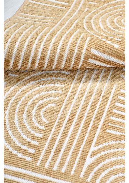 Revna Sarı Bej (Kum Beji) Yıkanabilir Halı – Kaydırmaz Taban, Pamuk Dokuma, Salon Mutfak Koridor Için Uygun