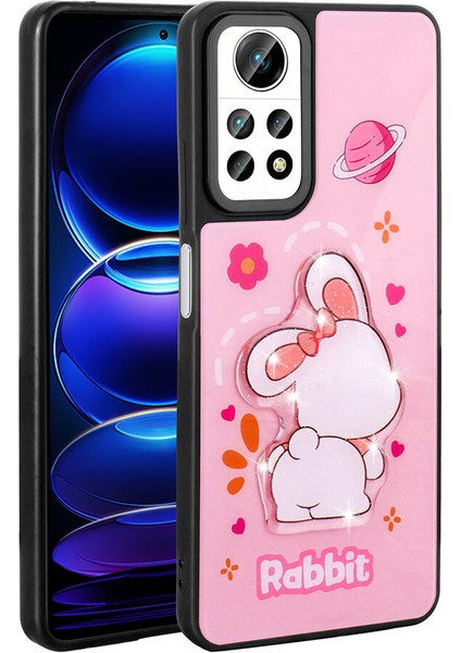 Xiaomi Redmi Note 12 Pro 4g Kılıf Parlayan Kabartmalı Ikonik Figürlü Mkst Amas Silikon Kapak-Pembe