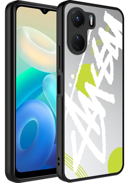Vivo Y16 Kılıf Aynalı Desenli Kamera Korumalı Parlak Mkst Mirror Kapak-Yazı