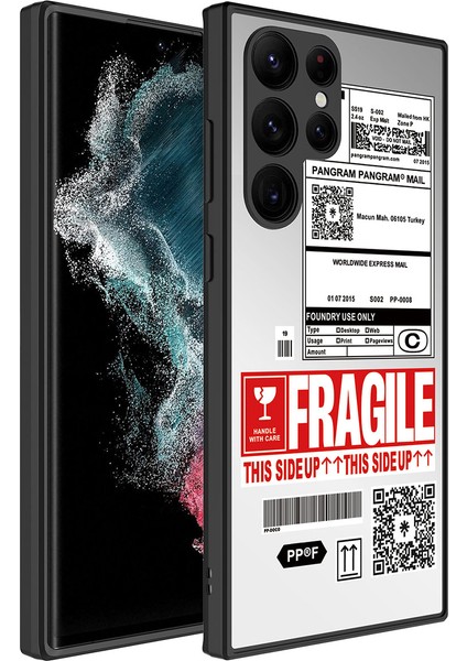 Galaxy S23 Ultra Kılıf Aynalı Desenli Kamera Korumalı Parlak Mkst Mirror Kapak-Fragile