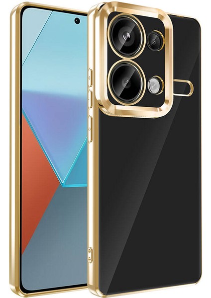 Xiaomi Redmi Note 13 Pro 4g Kılıf Kamera Korumalı Logo Gösteren Mkst Omega Kapak-Gold