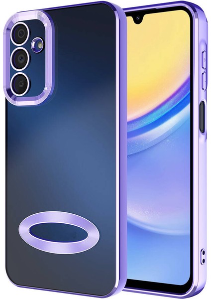 Galaxy A15 Kılıf Kamera Korumalı Logo Gösteren Mkst Omega Kapak-Lila