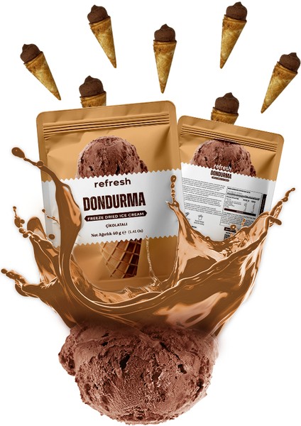 Freeze Dry Kakaolu Dondurma - Dondurularak Kurutulmuş Dondurma - 30GR