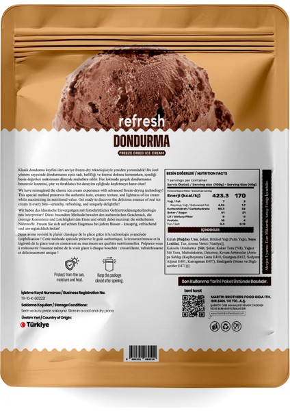 Freeze Dry Kakaolu Dondurma - Dondurularak Kurutulmuş Dondurma - 30GR modelleri