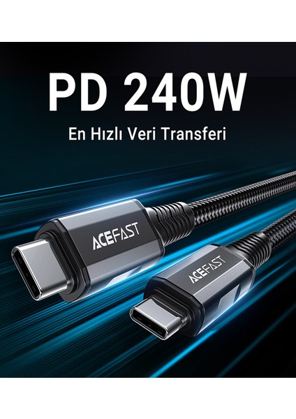 USB-C to USB-C 240W Güç Destekli - 40Gbps Video/ses iletimi - C1-09 (Acefast Türkiye Garantili)