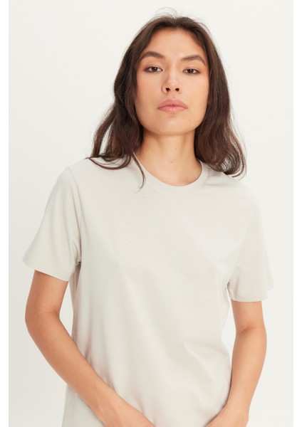 Erkek Gri Slim Fit Dar Kesim %100 Pamuk Bisiklet Yaka Tişört