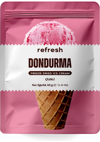Freeze Dry Çilekli Dondurma - Dondurularak Kurutulmuş Dondurma - 30GR fiyatları