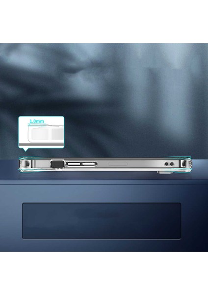 iPhone 14 Kılıf Standlı Şeffaf Silikon Mkst L-Stand Kapak-Renksiz