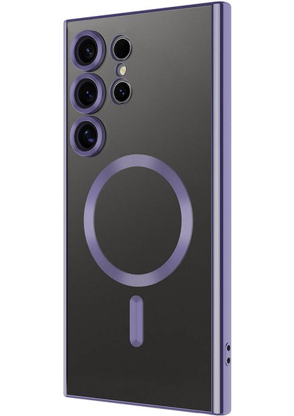 Galaxy S24 Ultra Kılıf Kamera Korumalı Magsafe Wireless Şarj Özellikli Mkst Demre Kapak-Derin Mor