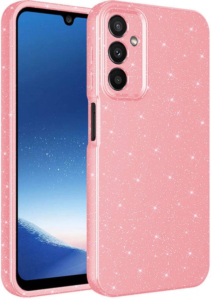 Galaxy A25 Kılıf Kamera Korumalı Simli Lüks Mkst Koton Kapak-Pembe