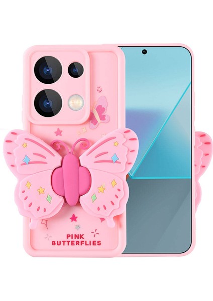 Xiaomi Poco M6 Pro 4g Kılıf Kamera Korumalı Figür Tasarımlı Mkst Kapya Kapak-Pembe Açık