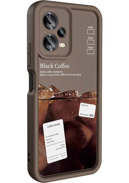 Xiaomi Redmi Note 12 5g Kılıf Kamera Korumalı Baskılı Arka Yüzey Mkst Klas Kapak-Koyu Kahve